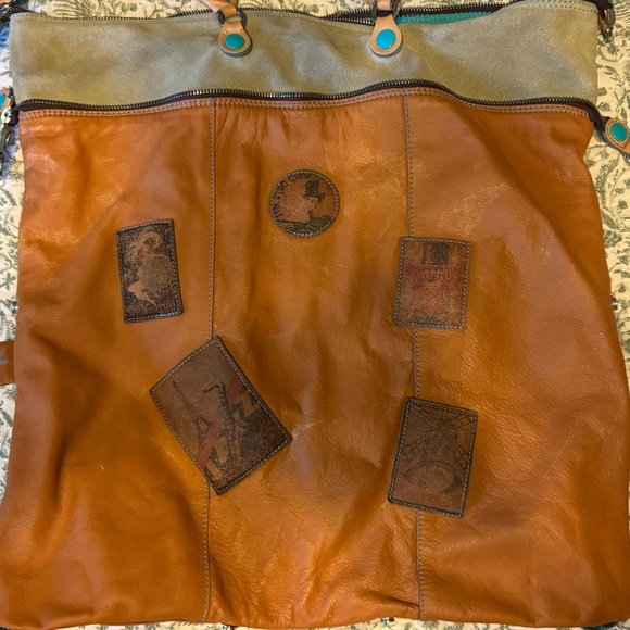 Gabs Cognac Music Hall Art Nouveau patchwork Butter Leather made in Italy - Picture 12 of 16